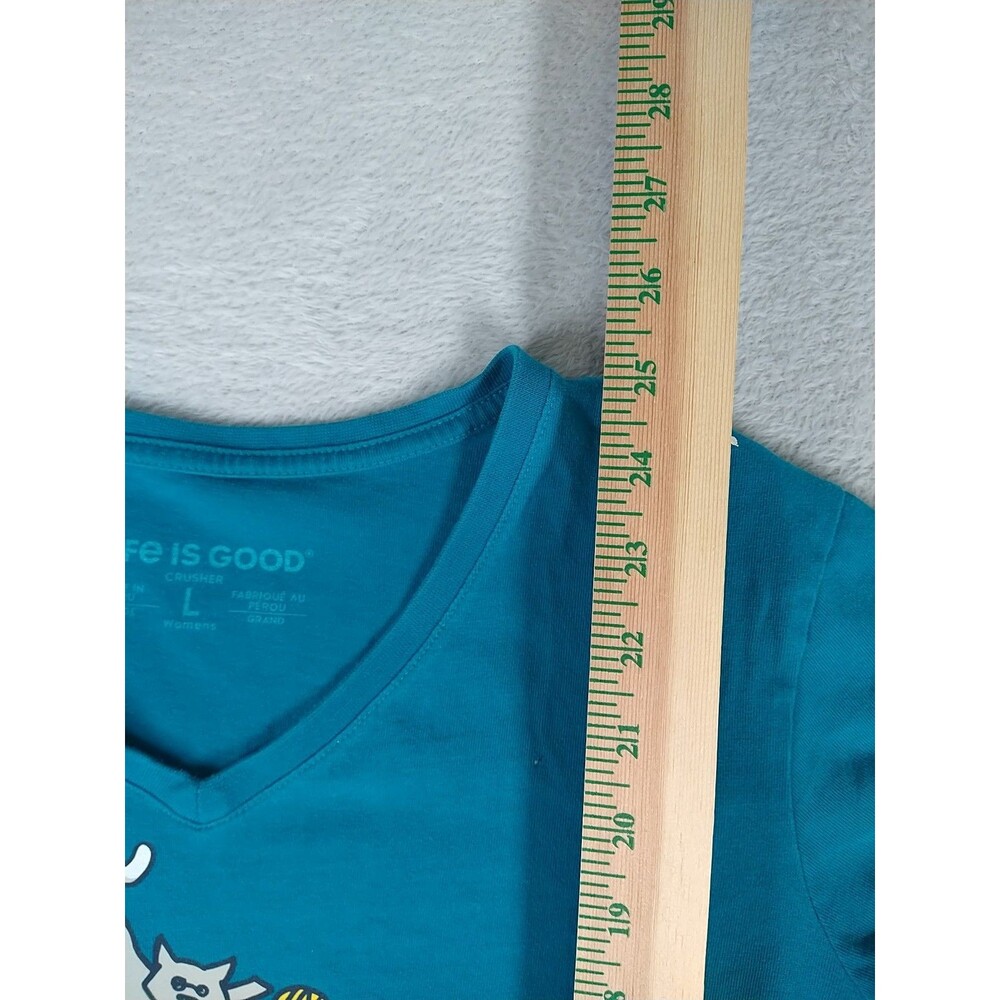Life is Good This Is How I Roll Cat Yarn Green Crusher Tee Tshirt Women's Large - Picture 6 of 8